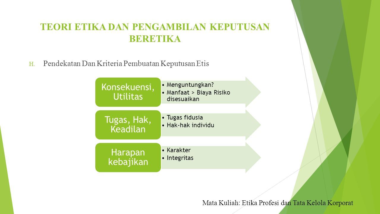 Materi Teori Etika Dan Pengambilan Keputusan Beretika Disusun Oleh