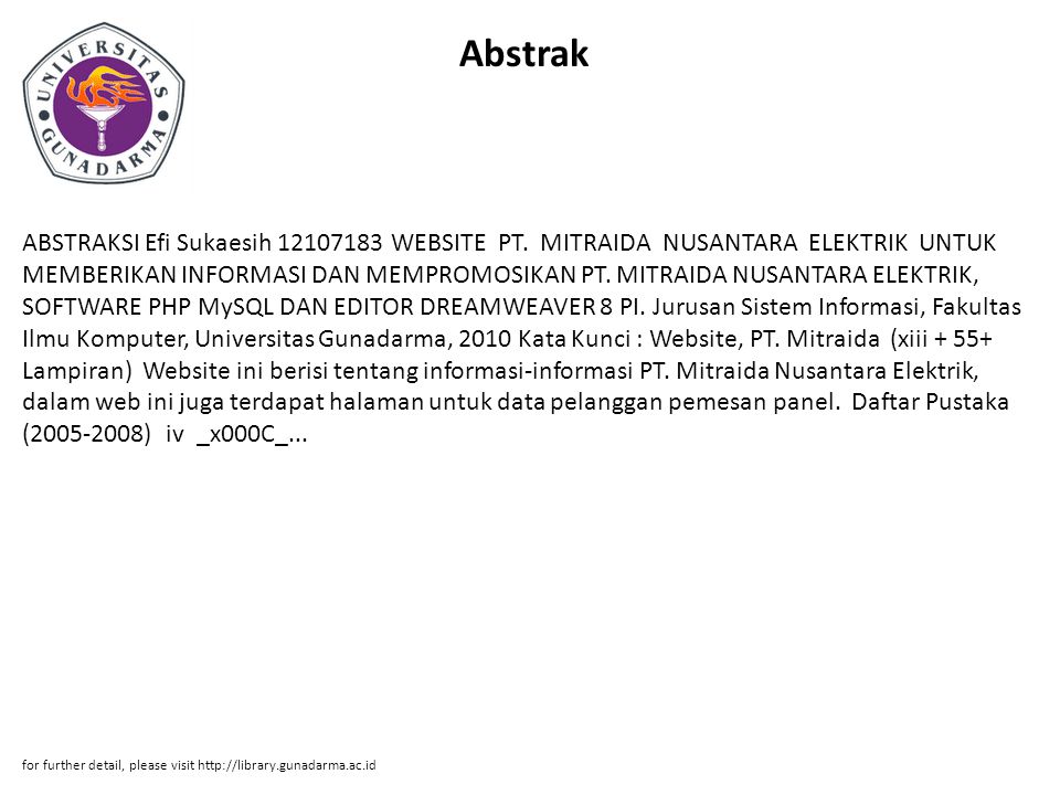 Abstrak ABSTRAKSI Efi Sukaesih WEBSITE PT.