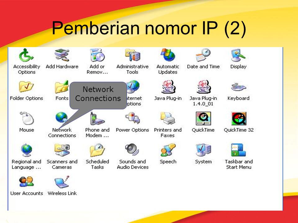 Pemberian nomor IP (2) Network Connections