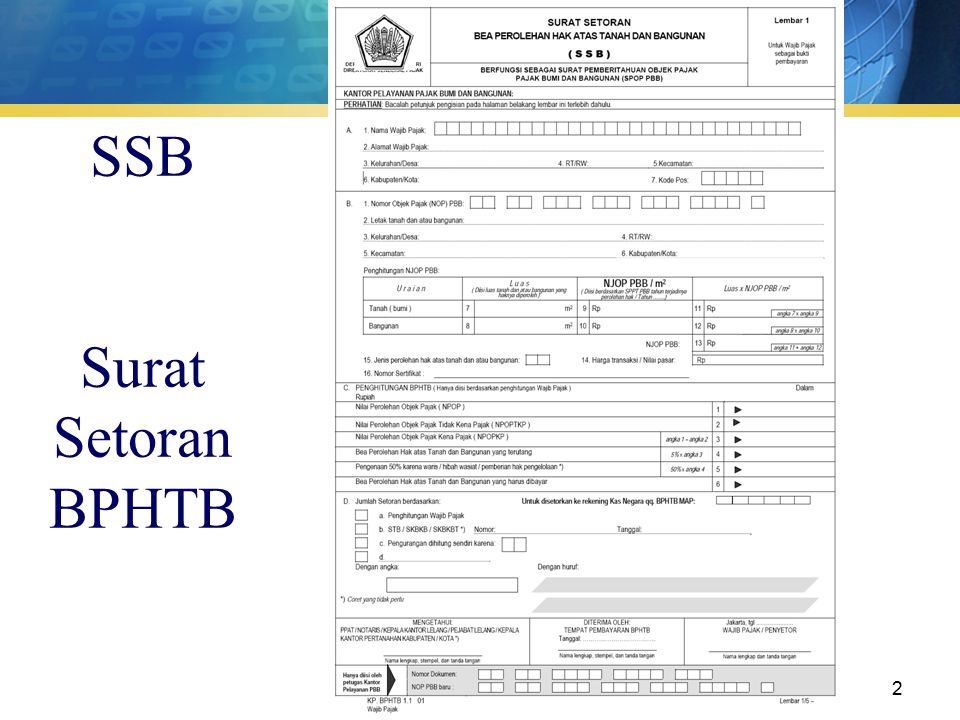 surat setoran BPHTB