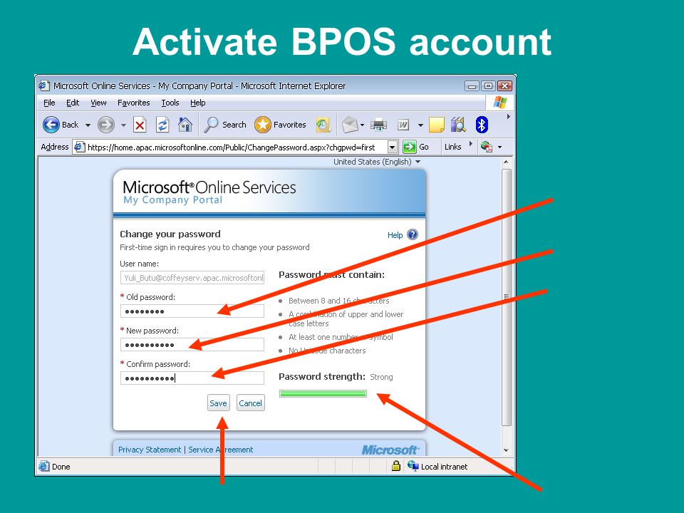 Activate BPOS account