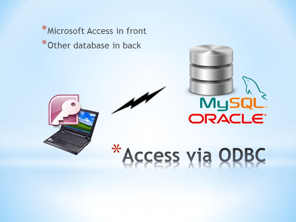 * Microsoft Access in front * Other database in back