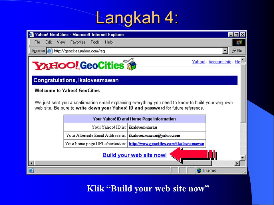 Langkah 4: Klik Build your web site now