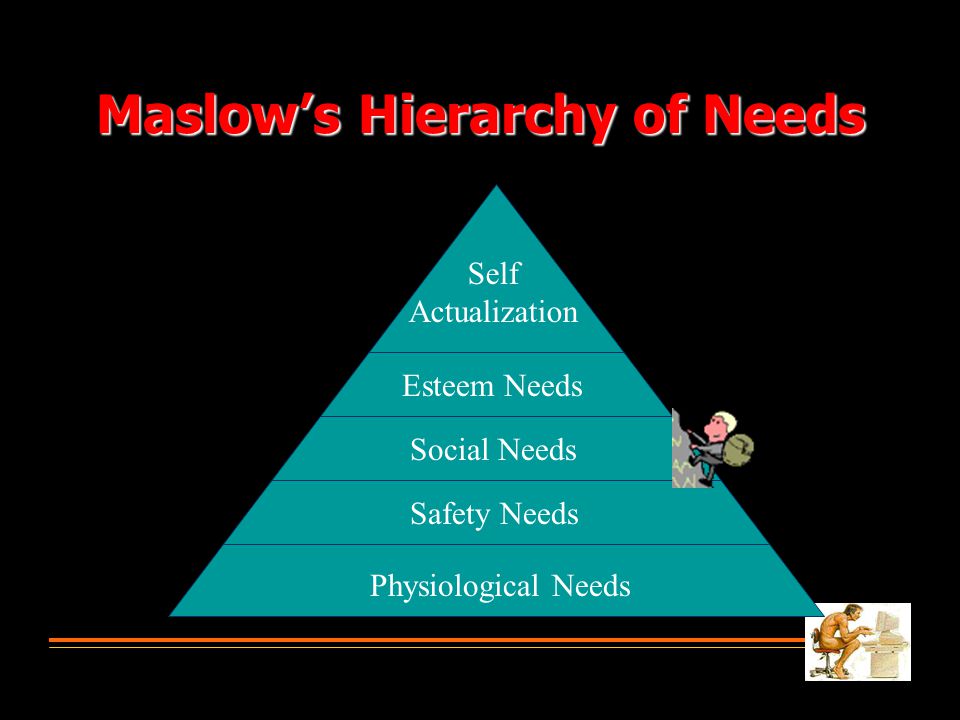 Maslow’s Hierarchy of Needs Physiological Needs Safety Needs Social Needs Esteem Needs Self Actualization