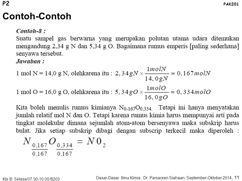 Contoh-Contoh P2 PAK201 Dasar-Dasar Ilmu Kimia, Dr.