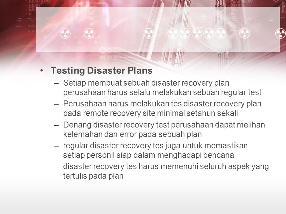 Disaster plan