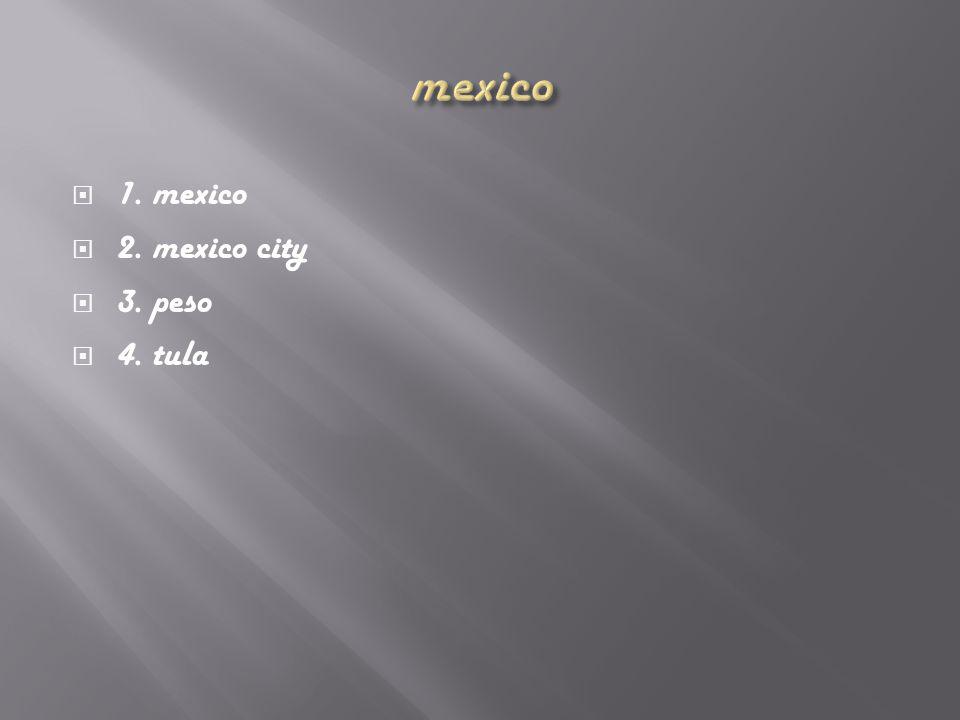  1. mexico  2. mexico city  3. peso  4. tula