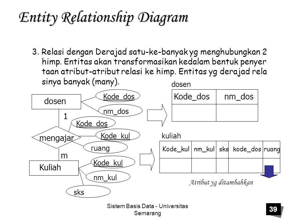 Sistem Basis Data - Universitas Semarang 39 Entity Relationship Diagram 3.