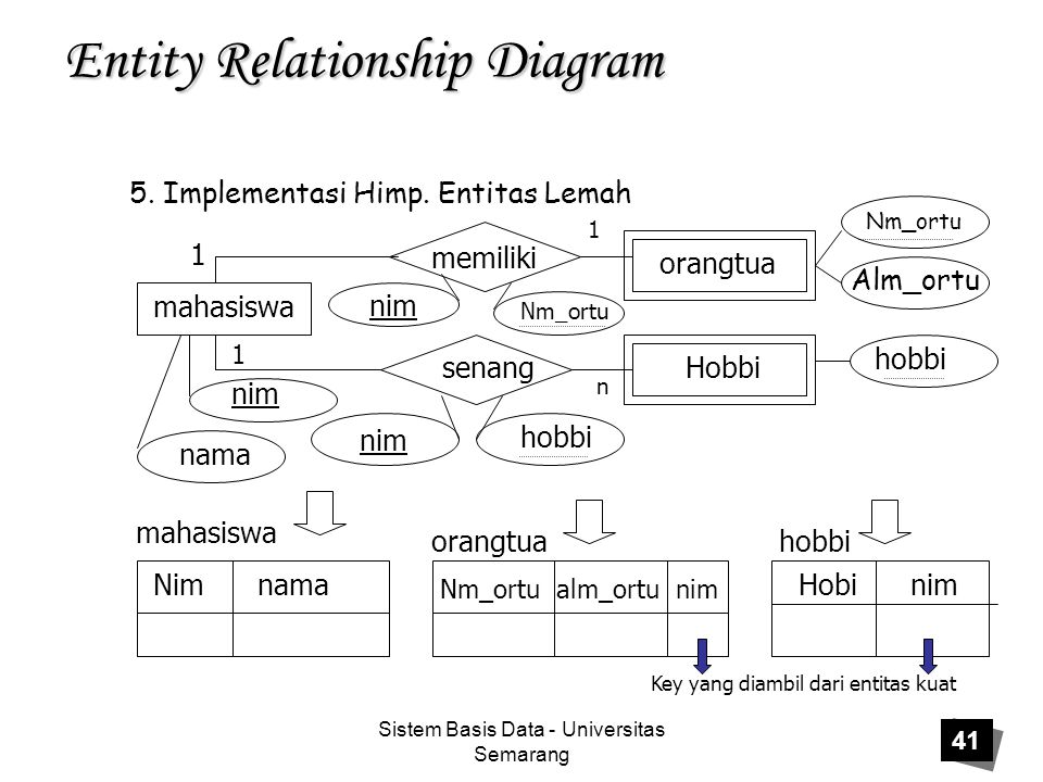 Sistem Basis Data - Universitas Semarang 41 Entity Relationship Diagram 5.
