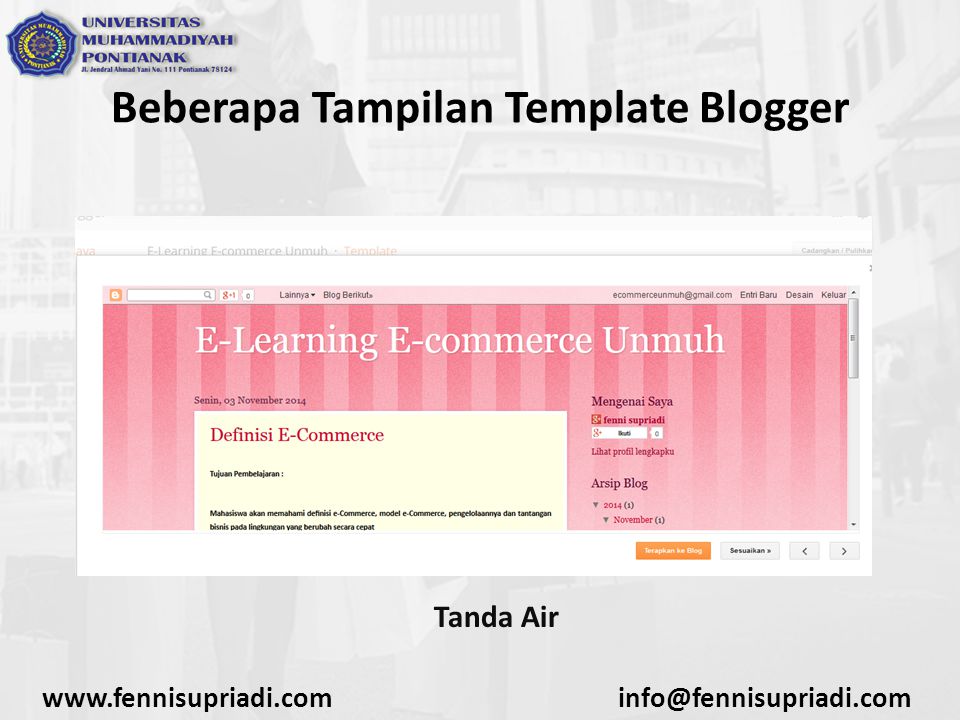 Beberapa Tampilan Template Blogger Tanda Air