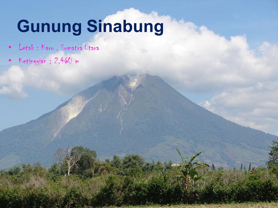 Gunung Sinabung Letak : Karo, Sumatra Utara Ketinggian : m