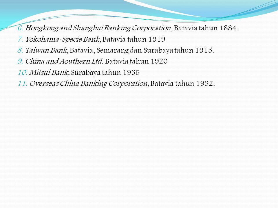 6. Hongkong and Shanghai Banking Corporation, Batavia tahun