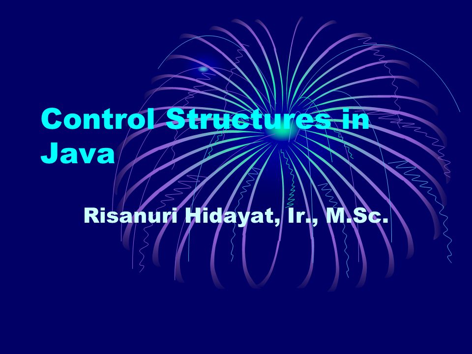 Control Structures in Java Risanuri Hidayat, Ir., M.Sc.