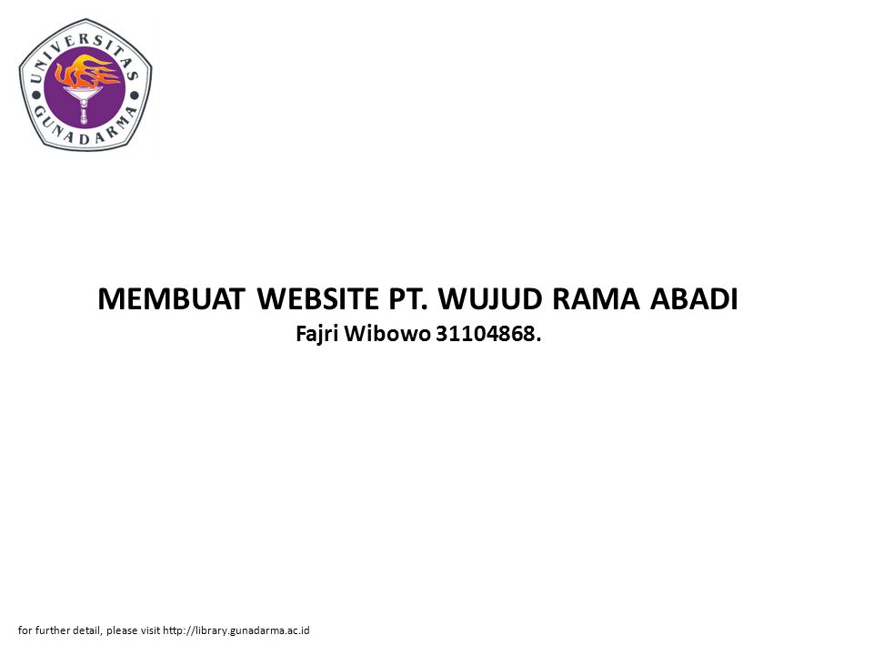 MEMBUAT WEBSITE PT. WUJUD RAMA ABADI Fajri Wibowo