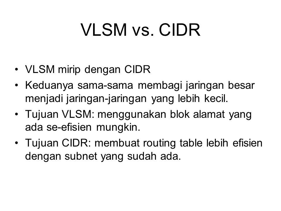 Network Layer Classful Vs Classless Addressing CIDR And VLSM. - Ppt ...