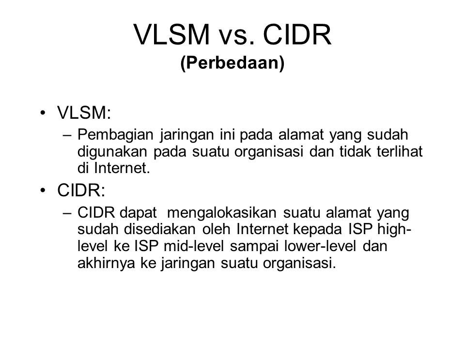 Network Layer Classful Vs Classless Addressing CIDR And VLSM. - Ppt ...