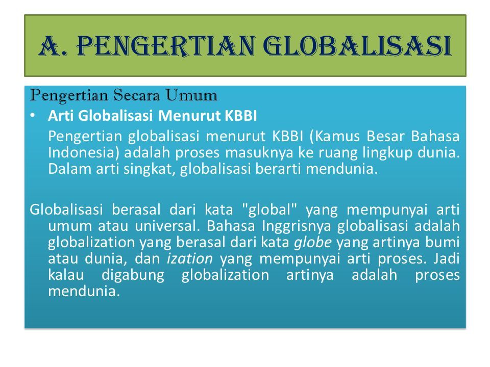 Pengertian Globalisasi Menurut Kbbi