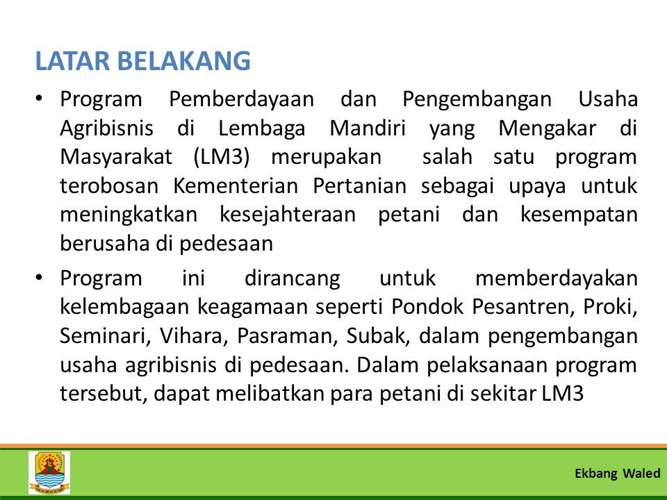 Kementerian Pertanian OLEH : YUDI PERMADI, ST KASI. EKONOMI DAN ...