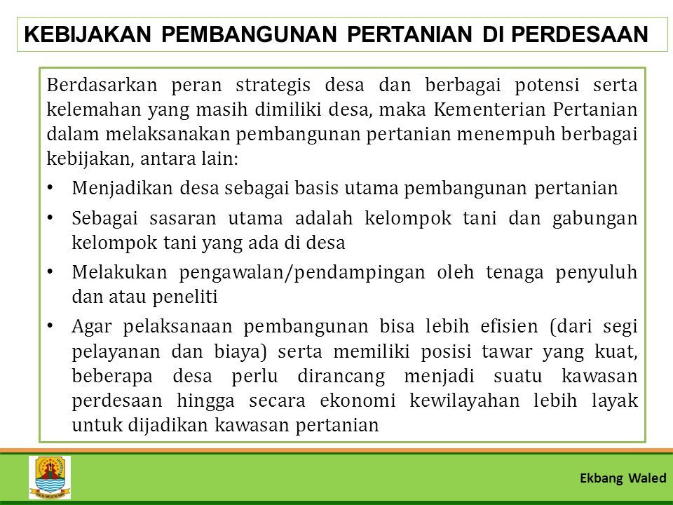 Kementerian Pertanian OLEH : YUDI PERMADI, ST KASI. EKONOMI DAN ...