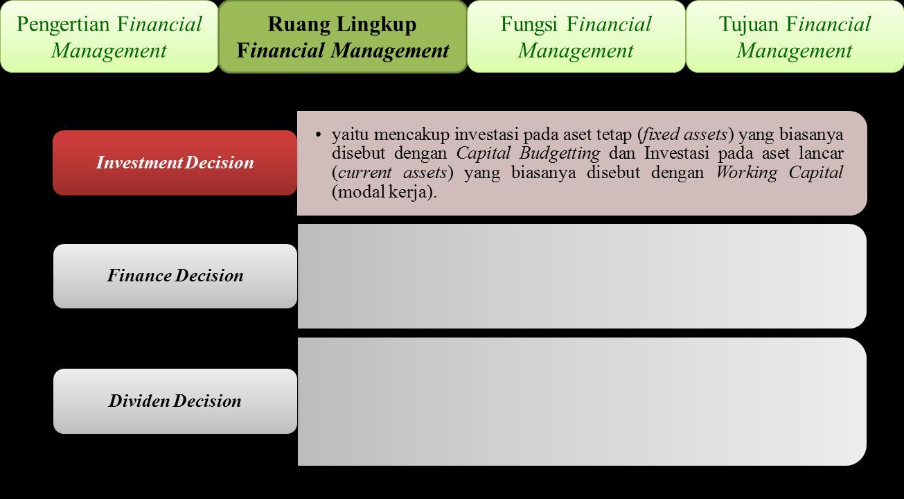 RUANG LINGKUP MANAJEMEN KEUANGAN ALDISA ARIFUDIN, SE., MM JURUSAN ...