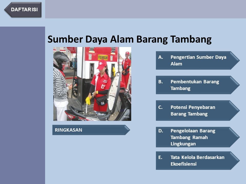 Sumber Daya Alam Barang Tambang DAFTAR ISI A.Pengertian Sumber Daya ...