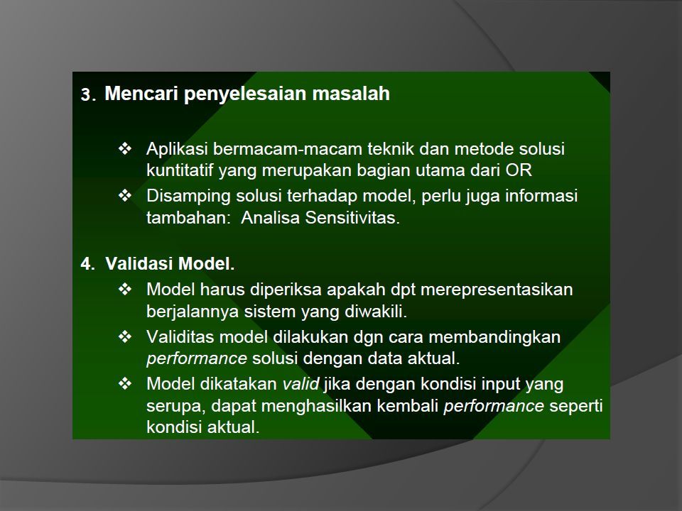 Riset Operasi Pengertian Riset Operasi Riset Operasi Adalah Metode