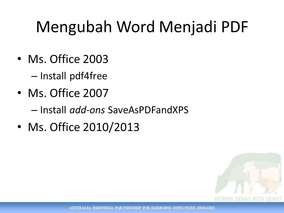 Mengubah Word Menjadi PDF Ms. Office 2003 – Install pdf4free Ms.
