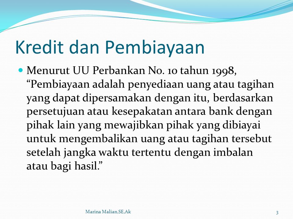 Kredit dan Pembiayaan Menurut UU Perbankan No.