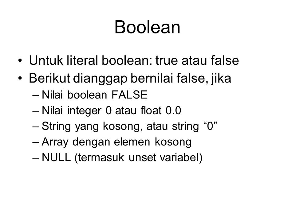 Boolean true false