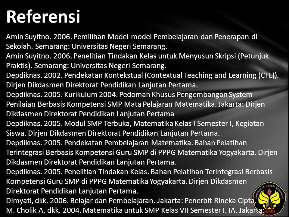 Referensi Amin Suyitno Pemilihan Model-model Pembelajaran dan Penerapan di Sekolah.