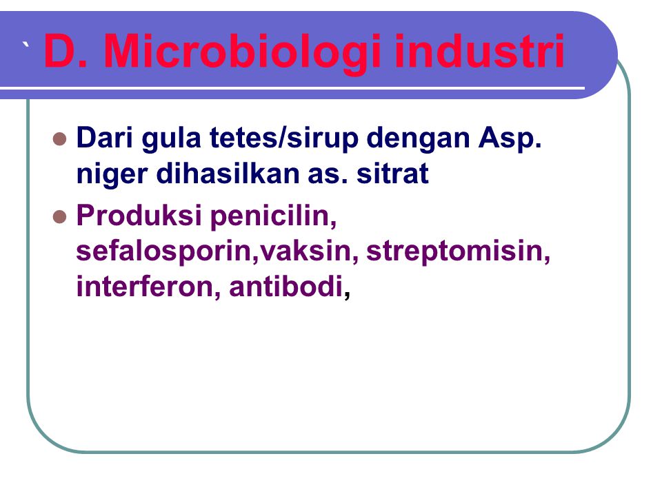 C. Fermentasi steril produk non susu bahan dari berbagai karbohidrat dengan Sacharomices, Asp.