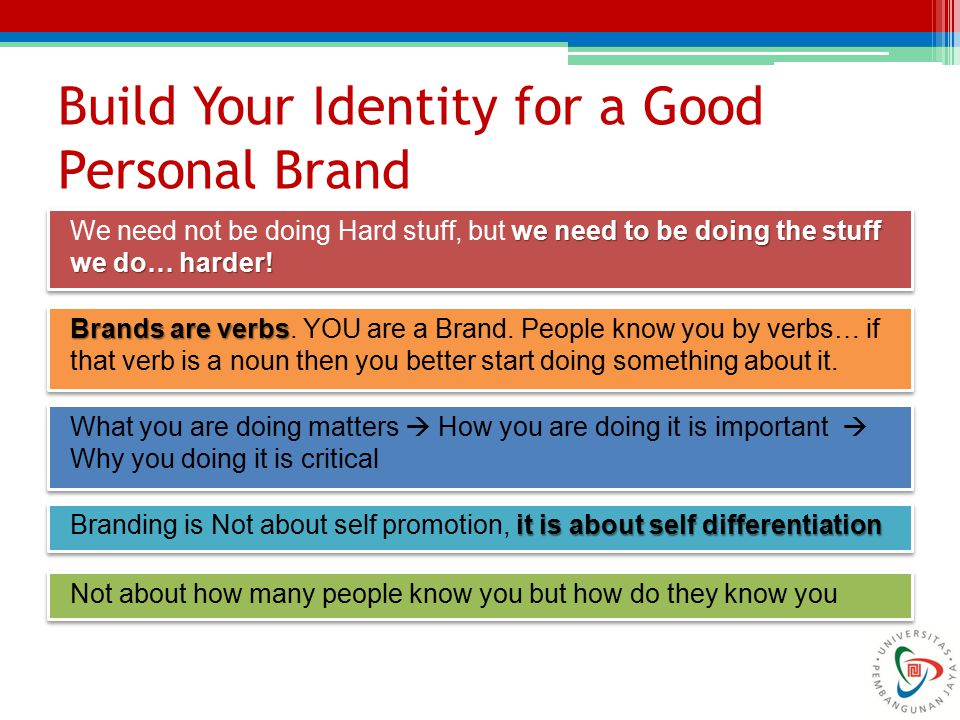 Build Your Identity for a Good Personal Brand we need to be doing the stuff we do… harder.