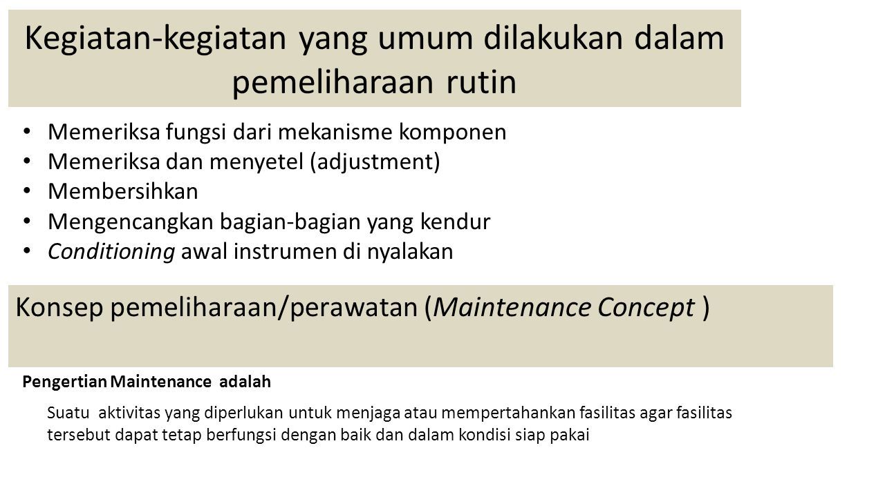 Bagian Iii Perawatanpemeliharaan Peralatanbahan And K3l Ppt Download