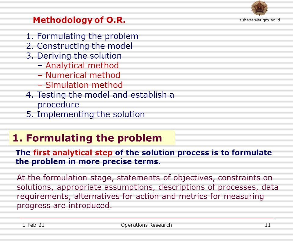 1-Feb-21Operations Research1 OPERATIONS RESEARCH GRADUATE PROGRAM OF ...