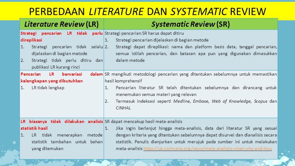 perbedaan literature review dan systematic review