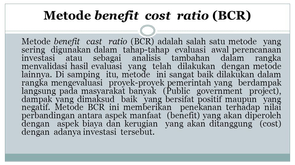 Benefit Cost Ratio Bcr Ppt Download