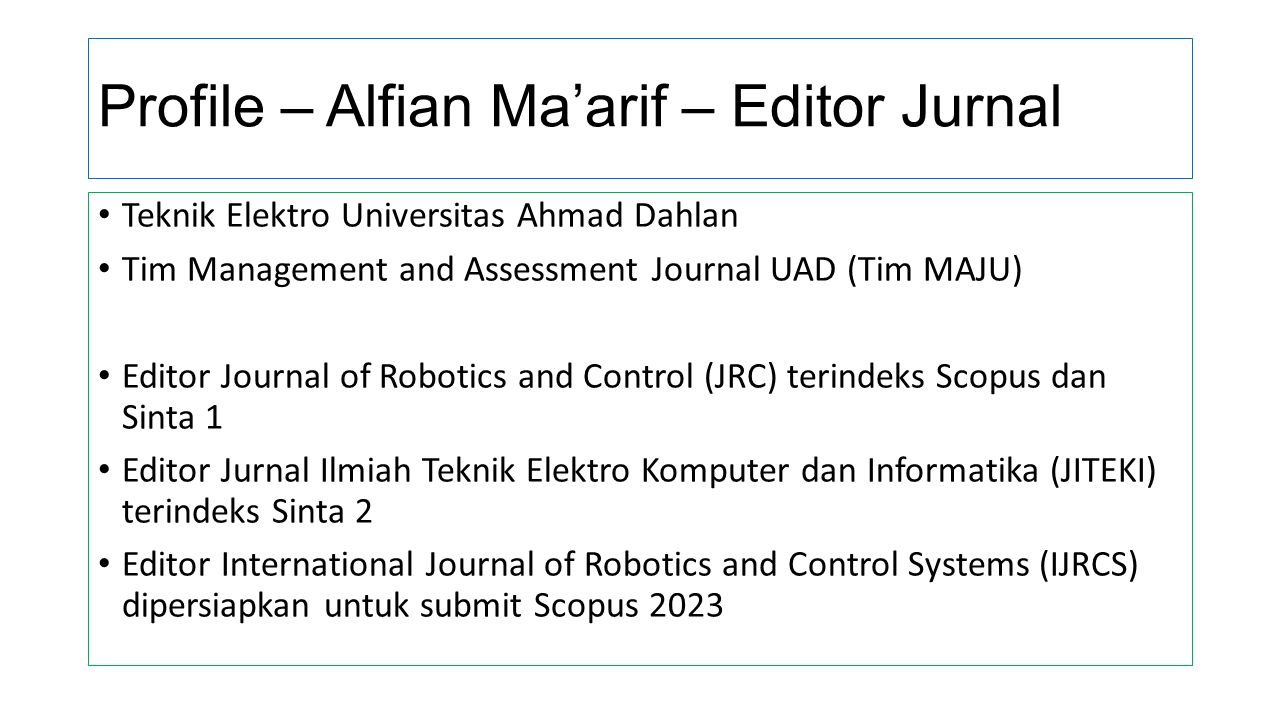 Journal Of Robotics And Control Jrc