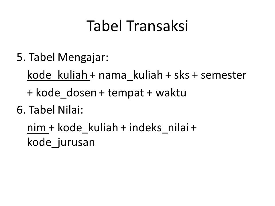 Tabel Transaksi 5.
