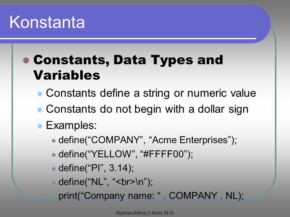 Const data. Constant and variable.