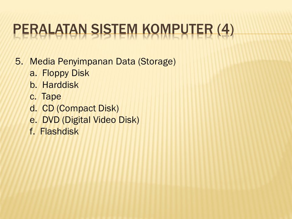 5.Media Penyimpanan Data (Storage) a. Floppy Disk b.
