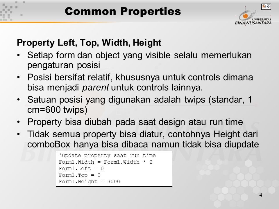 Properties common