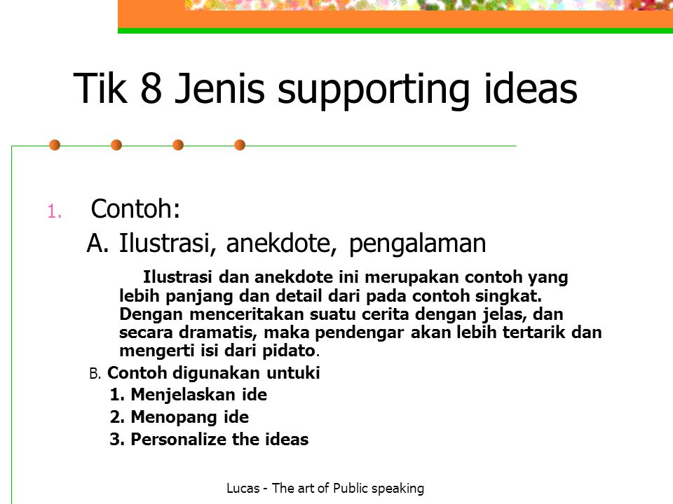 Supporting idea