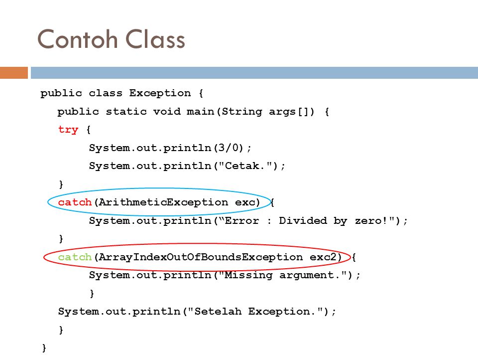 Public exception. Public class main { public static Void main(String)}.