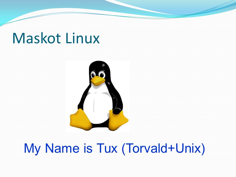 Maskot Linux My Name is Tux (Torvald+Unix)