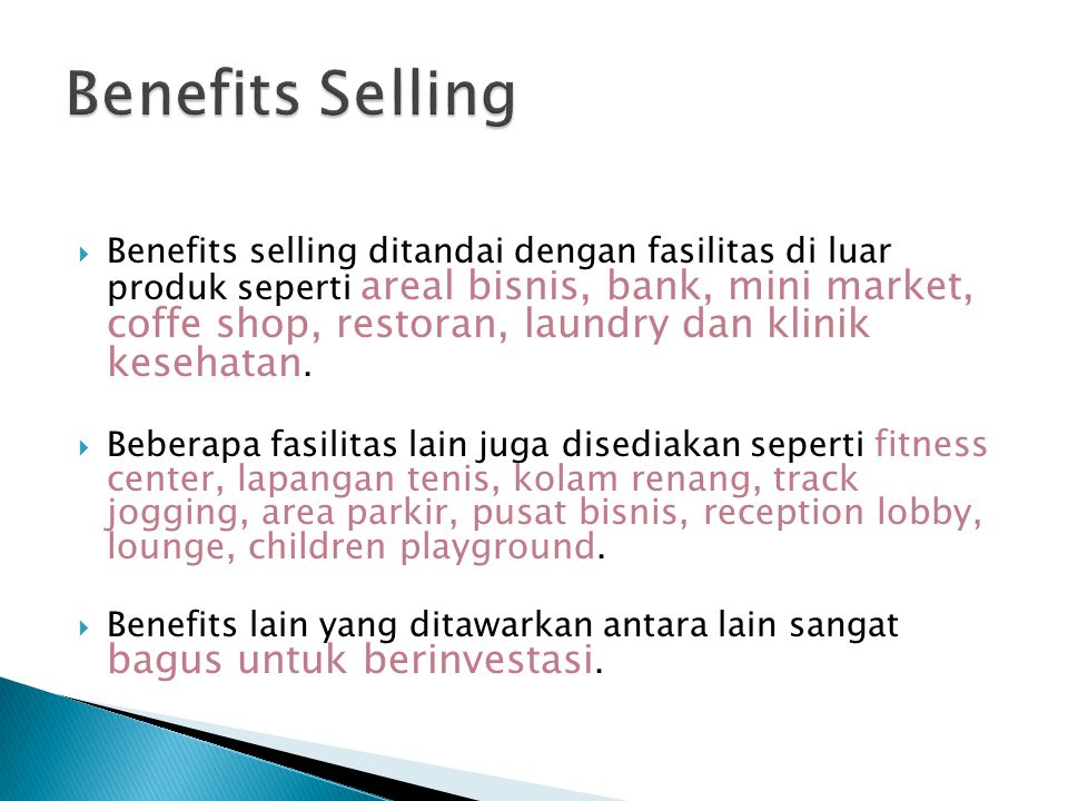 Sell benefits