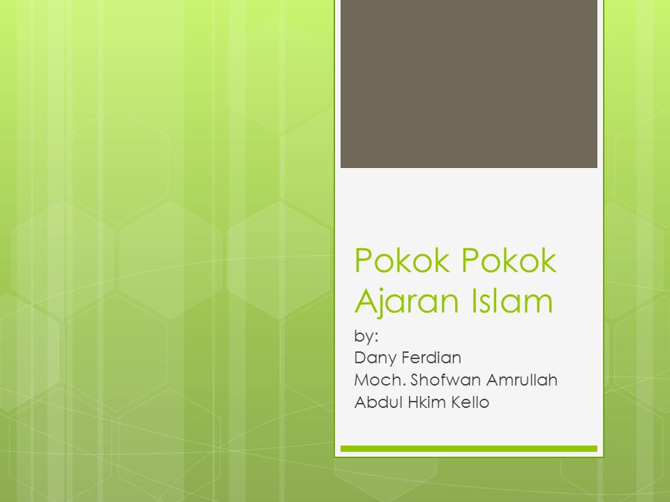 Pokok Pokok Ajaran Islam by: Dany Ferdian Moch. Shofwan Amrullah Abdul Hkim Kello