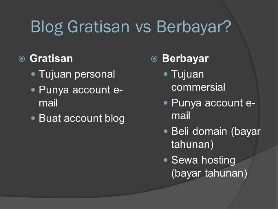 Blog Gratisan vs Berbayar.