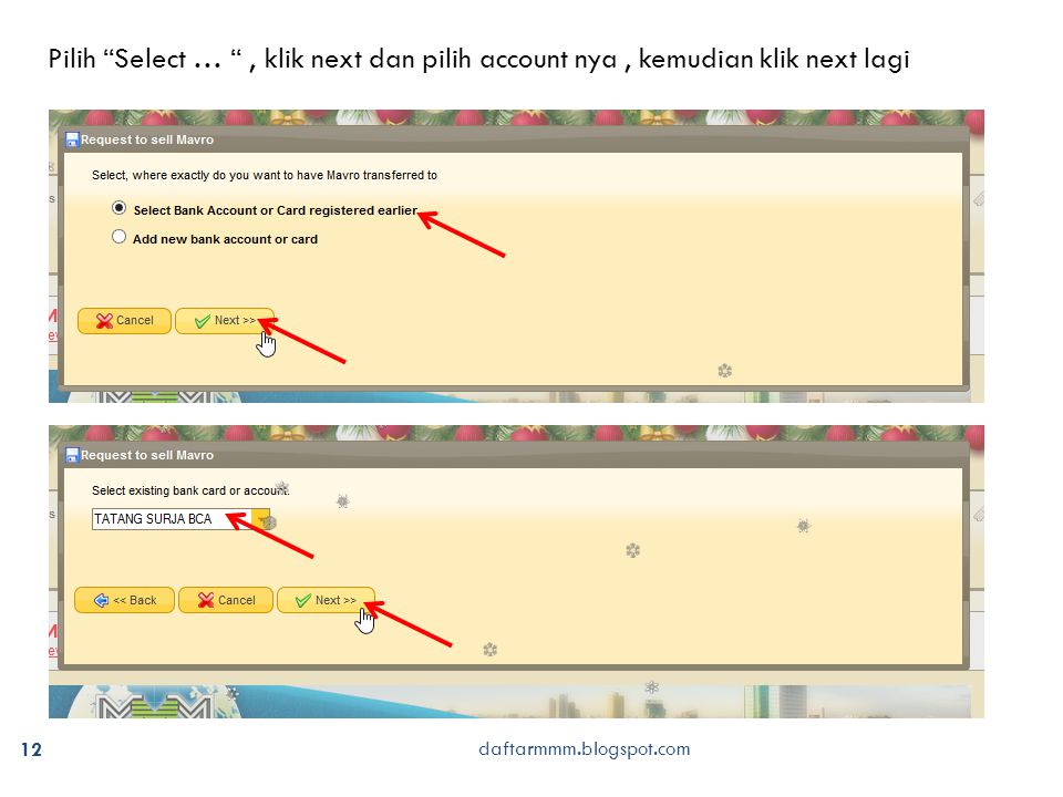 daftarmmm.blogspot.com 12 Pilih Select … , klik next dan pilih account nya, kemudian klik next lagi