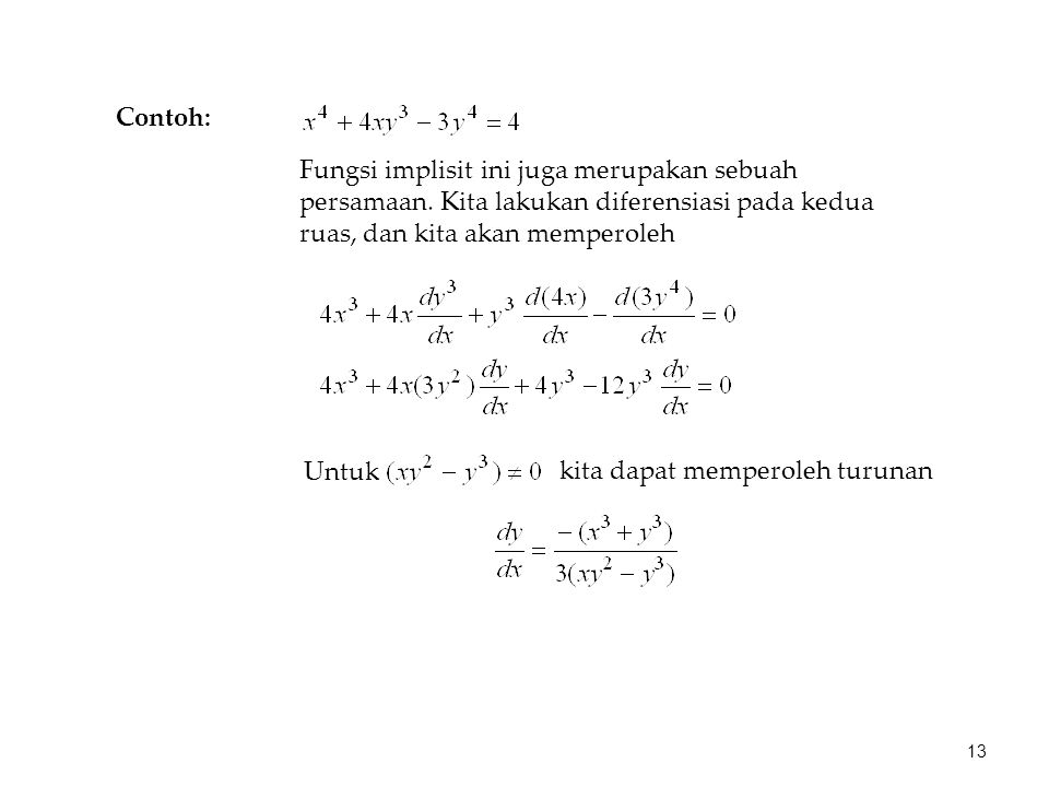 Fungsi implisit ini juga merupakan sebuah persamaan.