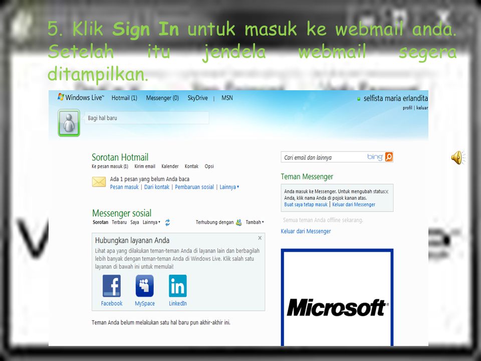 5. Klik Sign In untuk masuk ke webmail anda. Setelah itu jendela webmail segera ditampilkan.